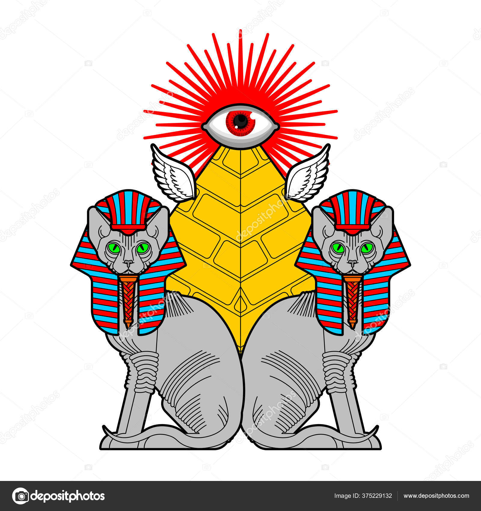 Сфинкс Кот Египетская Пирамида Священное Животное Египта Тайный.
