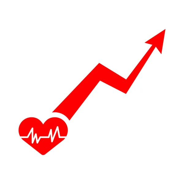 Health Growth Chart Graph Recovering Soundness Red Heart Health Symbo — Stock Vector