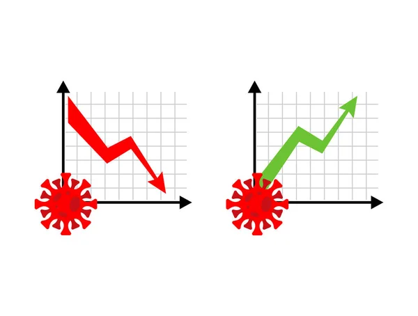 Gráfico Crecimiento Enfermedad Coronavirus Disminución Historia Clínica Pacientes Calendario Muertes — Vector de stock