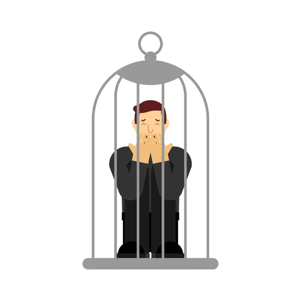 鳥かごに閉じ込められた男 監禁と隔離という概念は — ストックベクタ