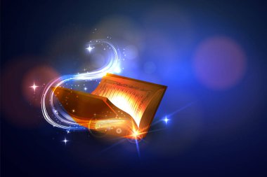 Parlak ışıklar ile açık sihirli kitap