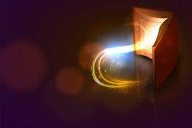 Parlak ışıklar ile açık sihirli kitap