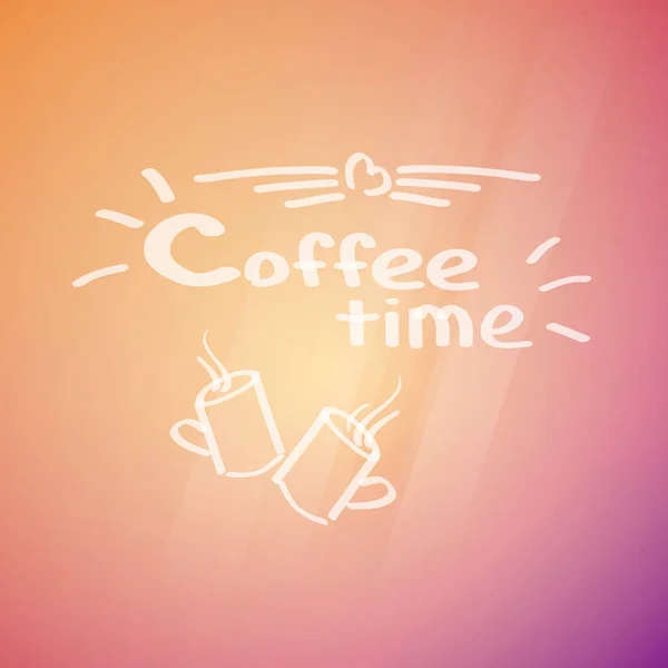 Konzept Für Kaffeepause Auf Orangefarbenem Hintergrund Flachen Stil — Stockvektor