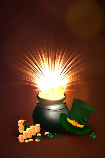 Vector Moderna Plattgränssnitt Ikonen Saint Patricks Day Karaktär Leprechaun Med — Stock vektor