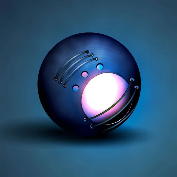 Esfera Tecnológica Com Luz Sobre Fundo Azul Escuro — Vetor de Stock