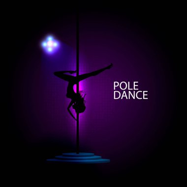 Sütunlarda dans eden genç seksi bir kadının vektör silueti..