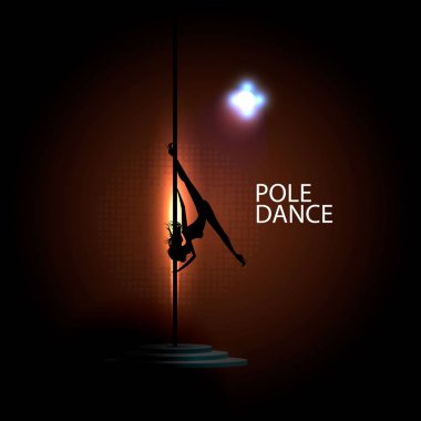 Sütunlarda dans eden genç seksi bir kadının vektör silueti..