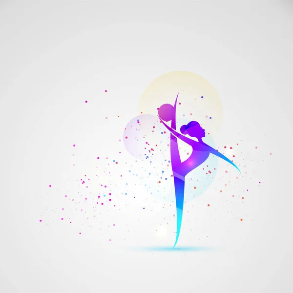 Vektorové ilustrační gymnastické dívky síly. Abstraktní pozadí pro nápis. — Stockový vektor