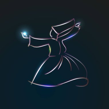 Vektör İslam dansı Sufi dini derliyor. Dervişlerin dönen dansları.
