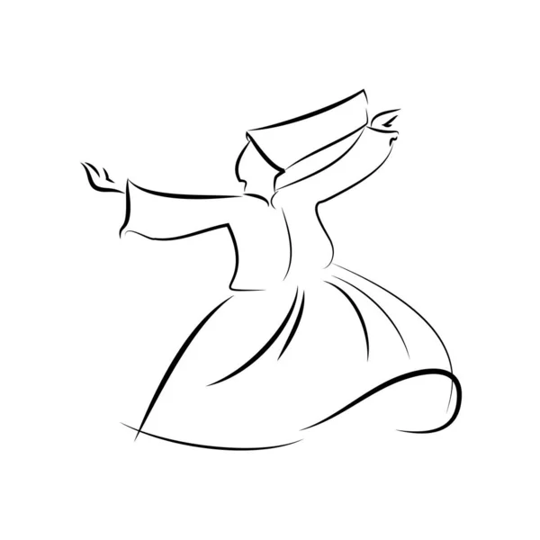 Vettoriale Islam danza Sufi dervisci religione. Balli vorticosi di dervisci . — Vettoriale Stock