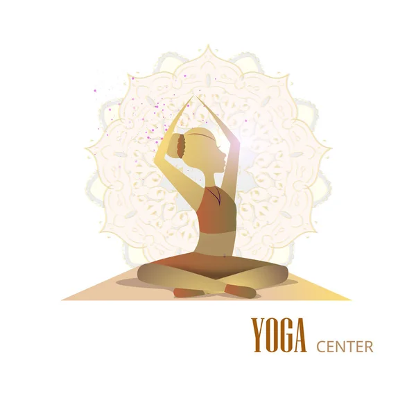Contours des femmes dans les poses de yoga sur un fond clair . — Image vectorielle