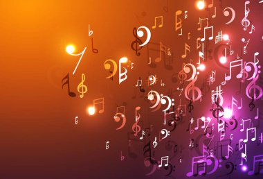 Müzik arkaplanı soyut notalar ve müzik anahtarı. Eğlenceli konsept.
