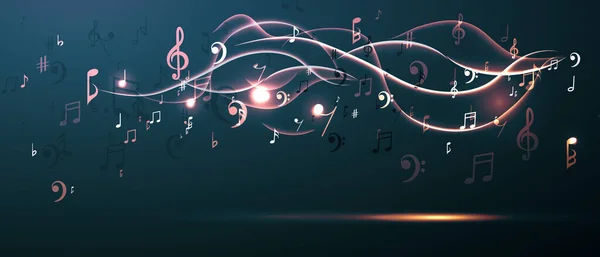 Musique de fond notes de musique abstraites et clé musicale. Concept amusant . — Image vectorielle