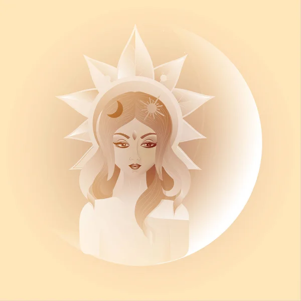 Silueta de ilustración vectorial con pelo largo, concepto de niña de primavera . — Vector de stock