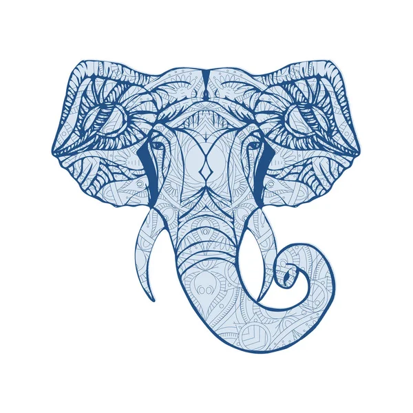 Ritratto di elefante etnico isolato su sfondo bianco. Eps10 . — Vettoriale Stock