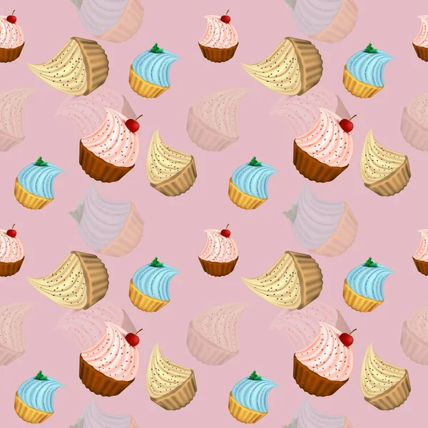 Cupcakes brilhantes conjunto eps10 ilustração vetorial, 3D. doces . — Vetor de Stock
