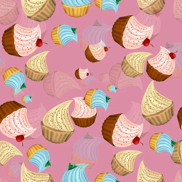 Cupcakes brilhantes conjunto eps10 ilustração vetorial, 3D. doces . — Vetor de Stock