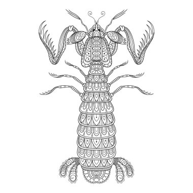 Vektör dekoratif tek renkli Mantis karides