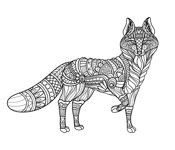 Vektor monochrom tribal dekorativer Rotfuchs — Stockvektor