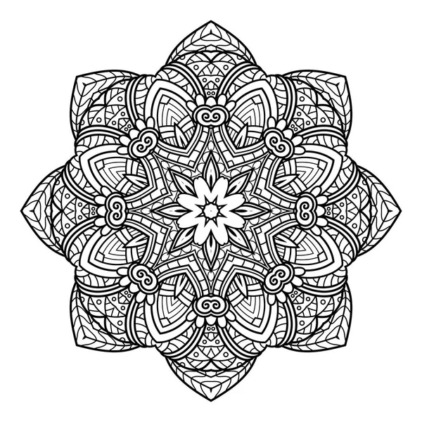 Mandala vectorial monocromo. Elemento decorativo étnico — Vector de stock