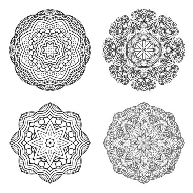 Vektör tek renkli mandalalar ayarla