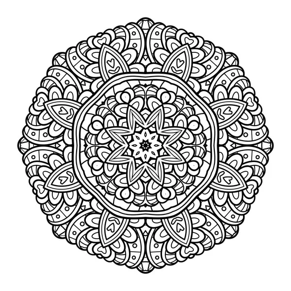 Mandala vectorial monocromo. Elemento decorativo étnico — Vector de stock