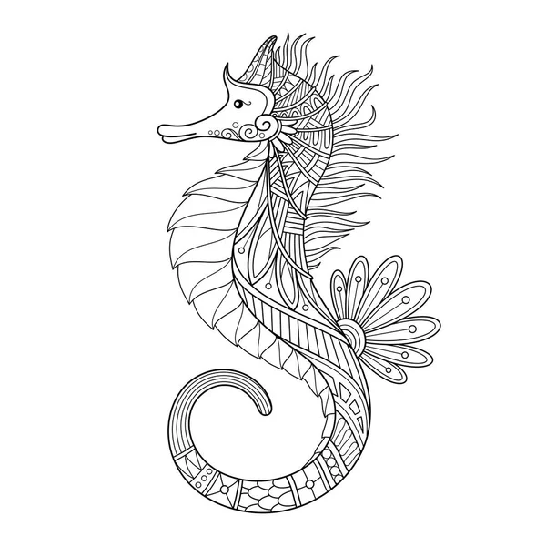 Wektor plemiennych ozdobny Seahorse monochromatyczne — Wektor stockowy