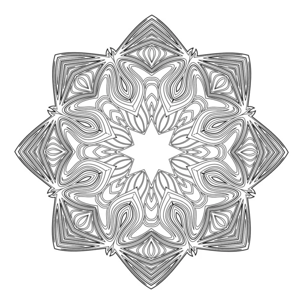 Mandala Vectorial Monocromo Elemento Decorativo Étnico Objeto Abstracto Redondo Aislado — Vector de stock