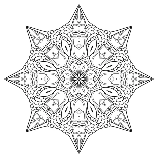 Mandala Vectorial Monocromo Elemento Decorativo Étnico Objeto Abstracto Redondo Aislado — Vector de stock