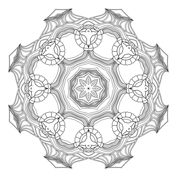 ベクトルモノクローム曼荼羅 民族装飾要素 白地に孤立した丸い抽象オブジェクト — ストックベクタ
