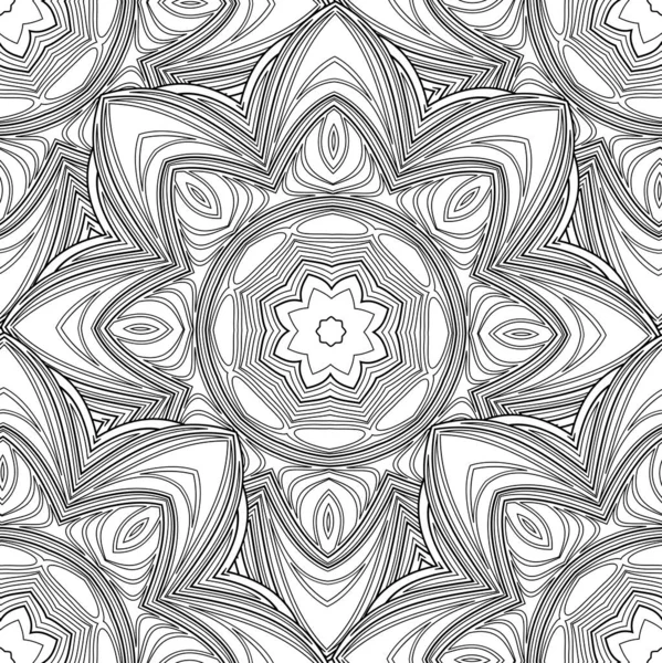 Vector Seamless Monochrome Pattern Printable Coloring Pages Hand Drawn Decorative — Stock Vector