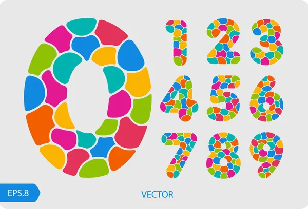 Numeri colorati da 1 a 0 — Vettoriale Stock