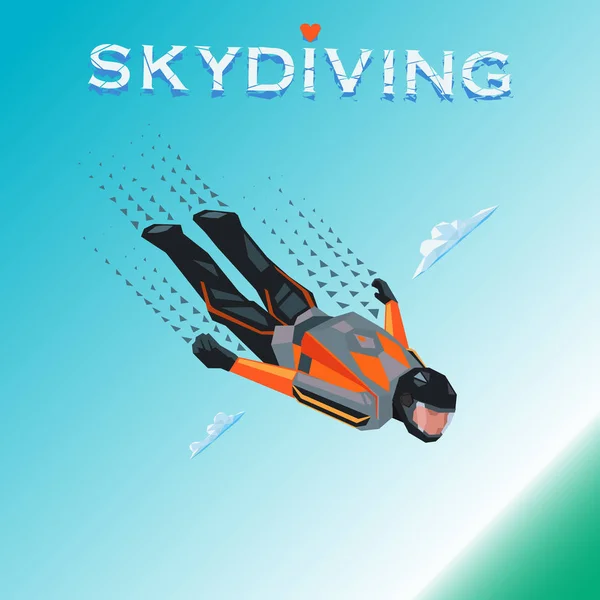 Progettazione di Skydiver in volo — Vettoriale Stock