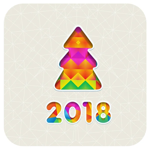 2018 Ano Árvore Natal Papel Corte Estilo Mosaico Colorido Eps10 — Vetor de Stock