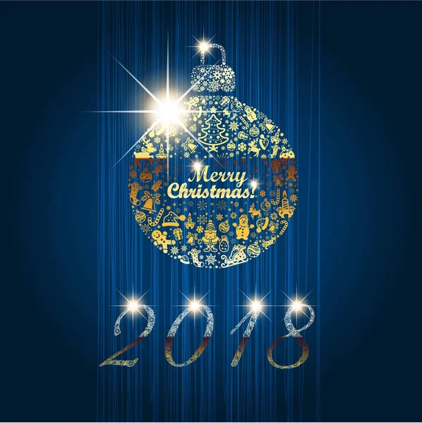 2018 Boże Narodzenie ball z gratulacje "Merry Christmas" — Wektor stockowy