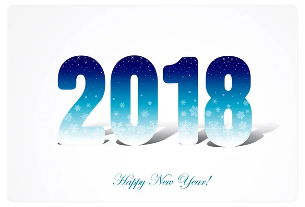 Šťastný nový rok 2018 od čísla ze sněhu a sněhové vločky — Stockový vektor