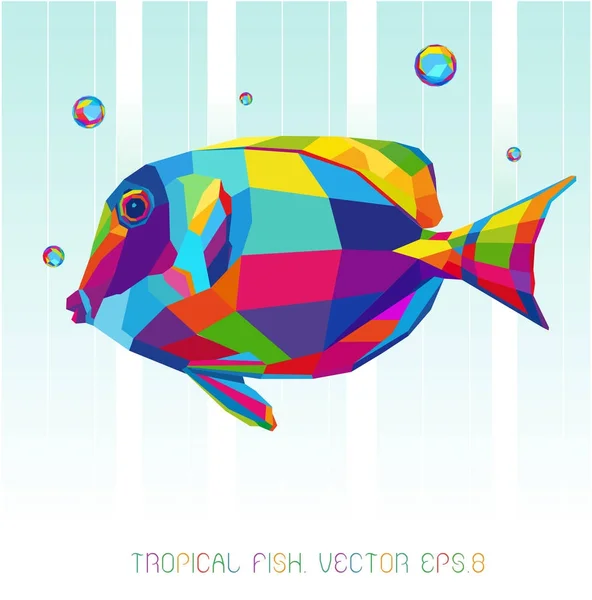 Ryby Tropické Vícebarevné Eps8 Bubliny Vektorové Ilustrace — Stockový vektor