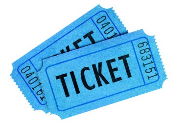 Beyaz arka plan üzerinde izole iki mavi Bilet.