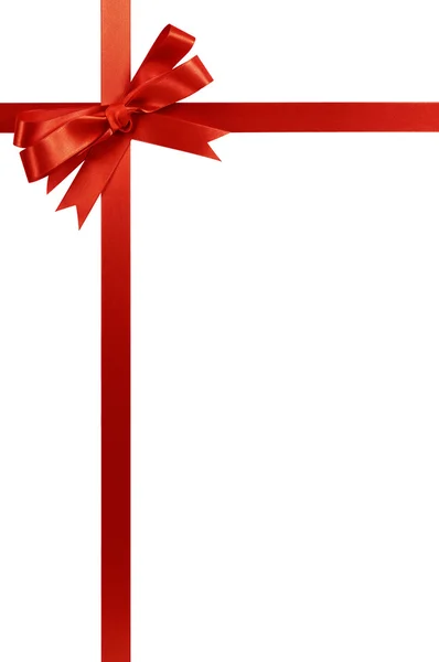 Κόκκινο τόξο χριστουγεννιάτικο δώρο κορδέλα κάθετη — Φωτογραφία Αρχείου