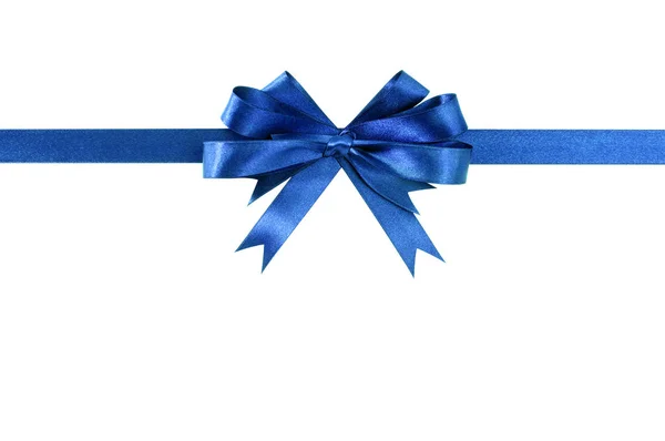 Blå rosett gåva band rakt horisontellt — Stockfoto