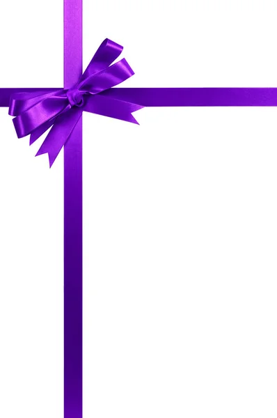 Łuk fioletowy prezent wstążki długie pionowe — Zdjęcie stockowe