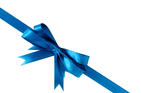 Modrý úklona Dárková stuha rohu úhlopříčka — Stock fotografie