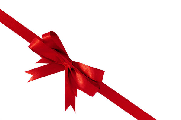Red bow gift ribbon corner diagonal