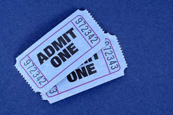 Two blue admit one tickets — Stock Photo, Image