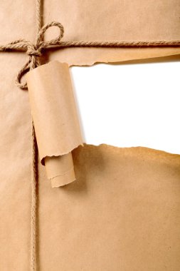 Torn brown paper package background clipart