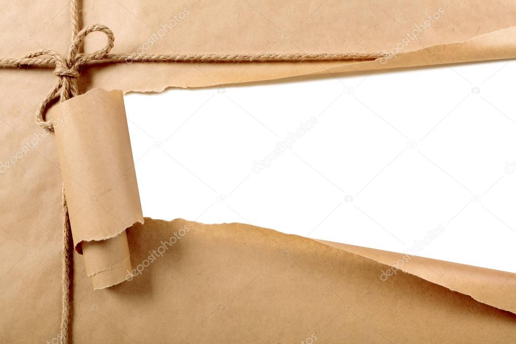 Torn paper package background