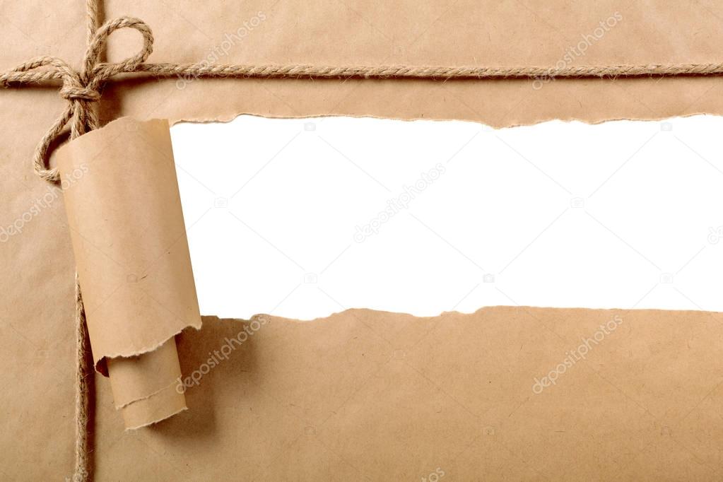 Torn paper parcel strip