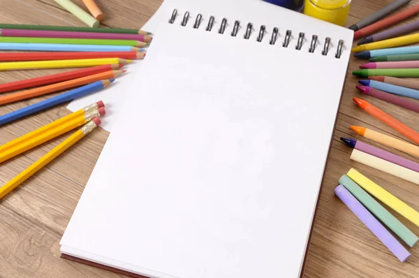 School book pencils crayons — Stock Photo, Image