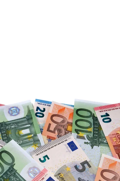 Frontera vertical de varios billetes de euro diferentes —  Fotos de Stock
