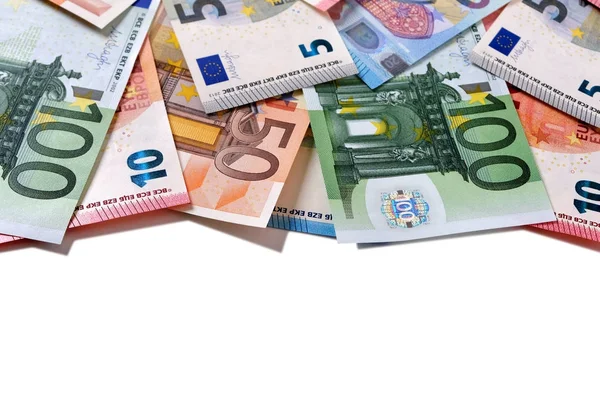 Banconote in euro con bordo superiore — Foto Stock